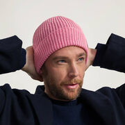 Pink recycled cotton rib knit hat